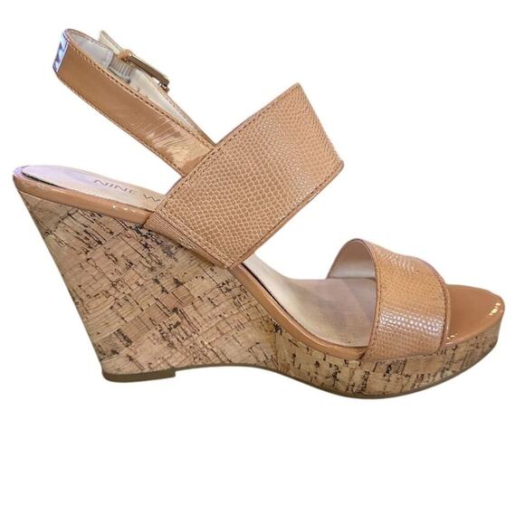 Nine West Women's Cork Wedge Sandals tan Size 6M Casual Summer - Picture 5 of 9
